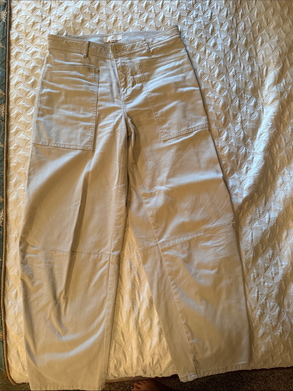 Wide Leg Utility Pants in Light Khaki